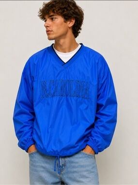 Vintage Billion Bay North Carolina Blue Nylon Pullover Windbreaker XXL